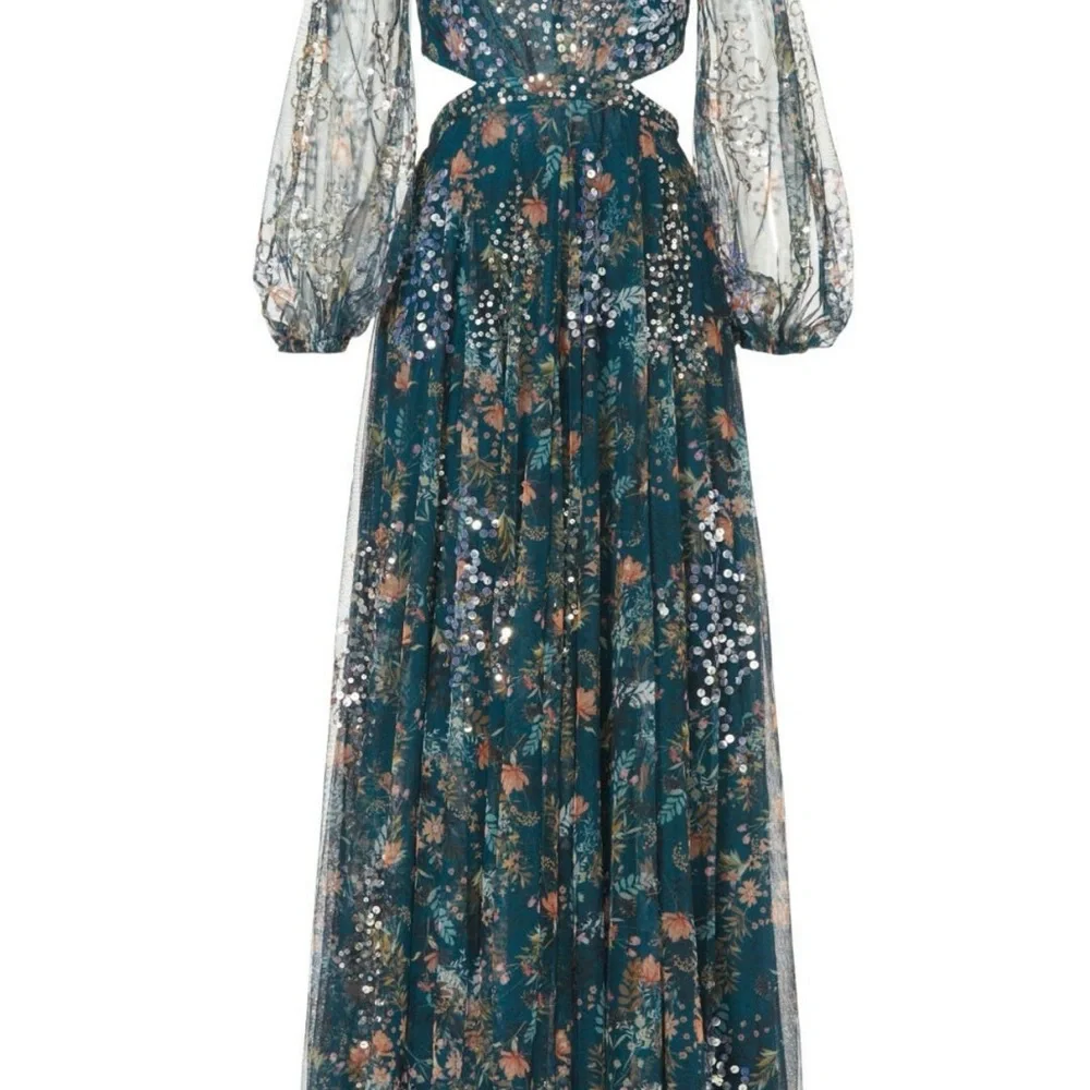 Mac Duggal Elegant Floral Sequin Dress - Picture 4 of 5
